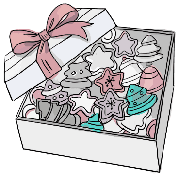 Cookie in gift box with bow